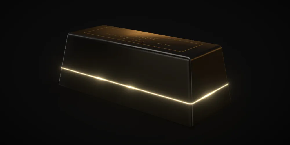 An Ingot Five, a graphite machine with a line of warm light around it.