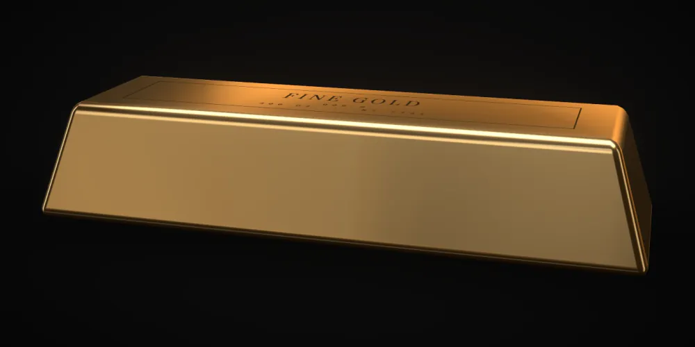 A 400-ounce bar of gold on a dark background.